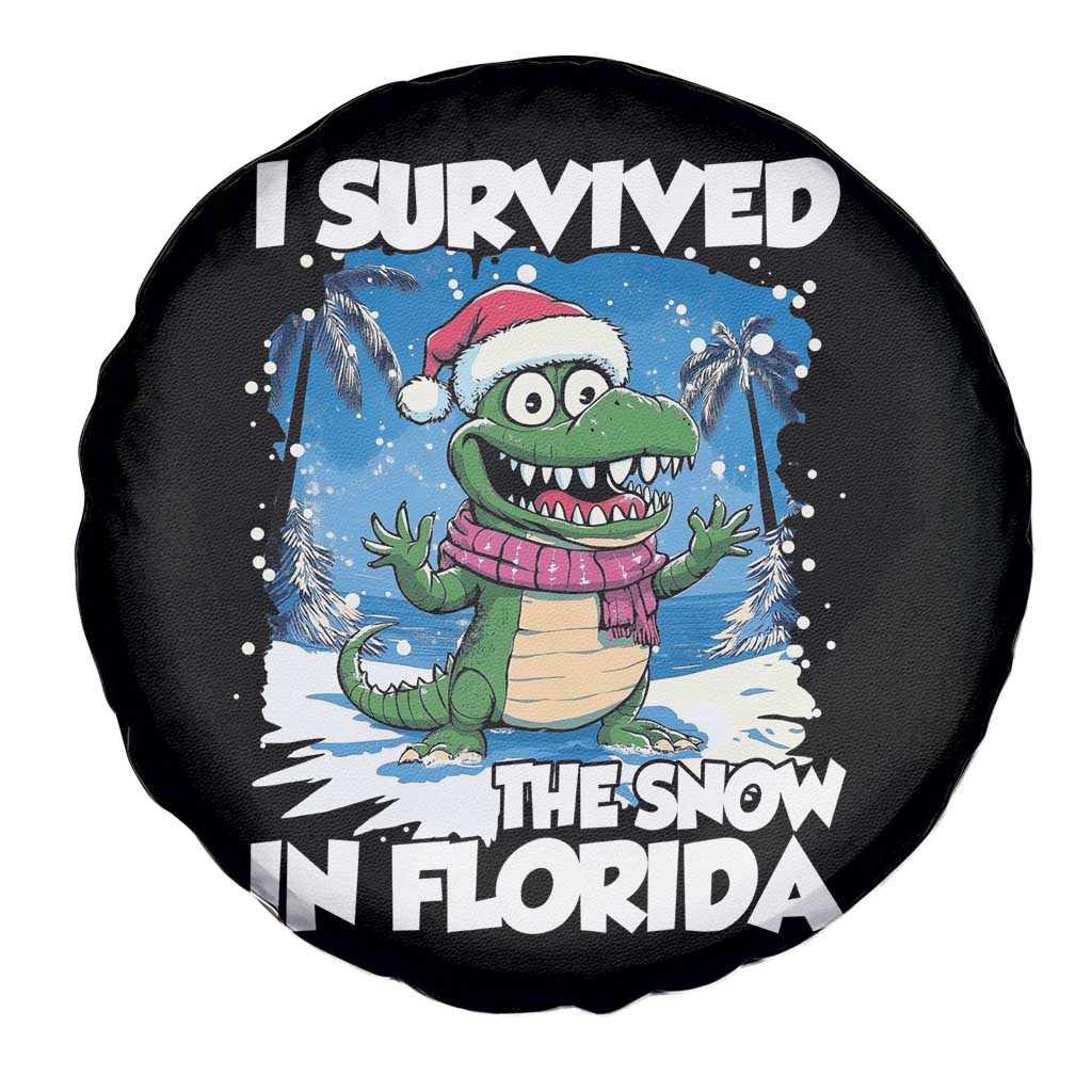 I Survived The Snow In Florida Spare Tire Cover Funny Crocodile TS02 Print Your Wear
