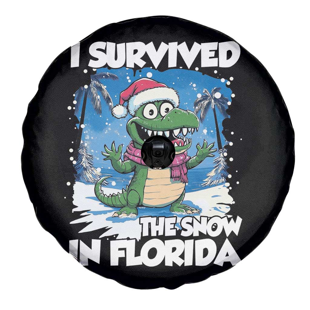 I Survived The Snow In Florida Spare Tire Cover Funny Crocodile TS02 Print Your Wear