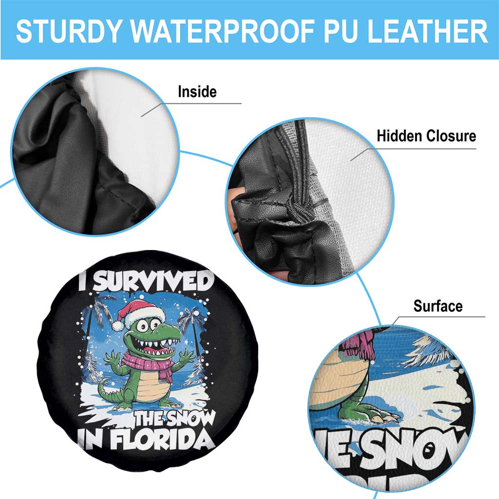 I Survived The Snow In Florida Spare Tire Cover Funny Crocodile TS02 Print Your Wear