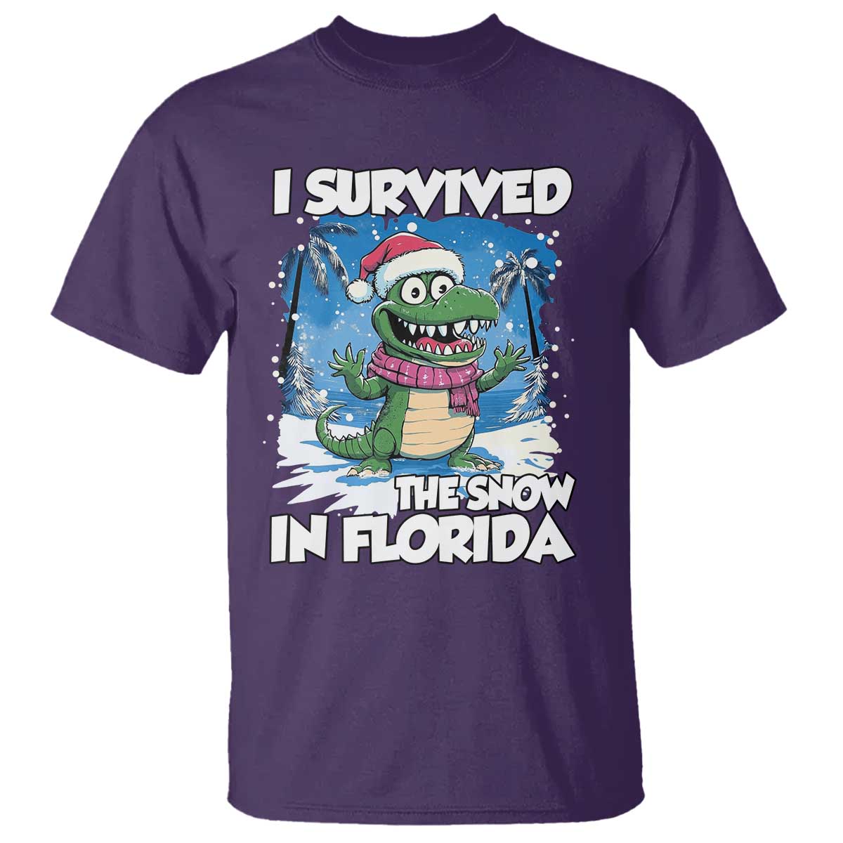 I Survived The Snow In Florida T Shirt Funny Crocodile TS02 Purple Print Your Wear