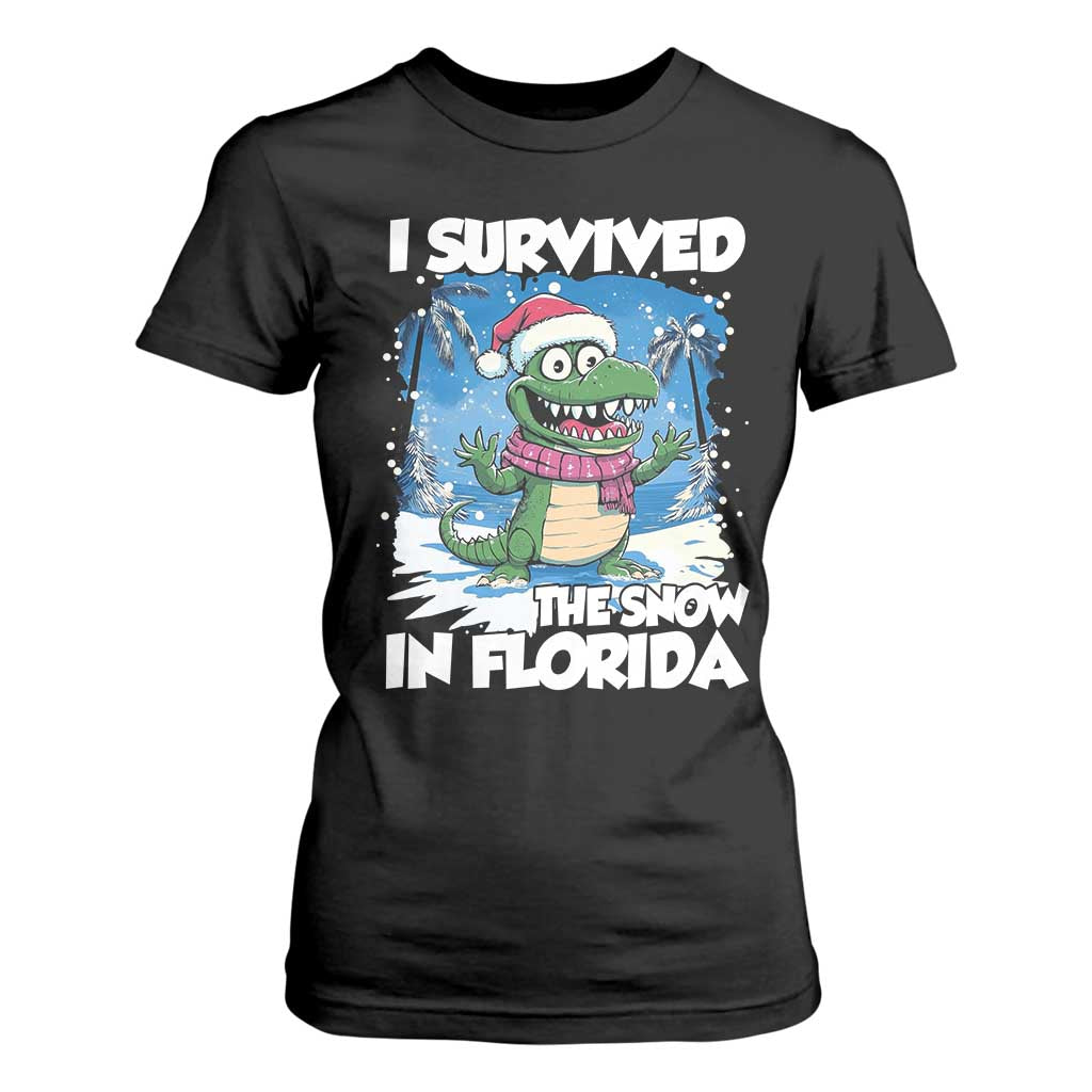 I Survived The Snow In Florida T Shirt For Women Funny Crocodile TS02 Black Print Your Wear