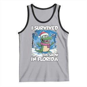 I Survived The Snow In Florida Tank Top Funny Crocodile TS02 Athletic Heather Black Print Your Wear