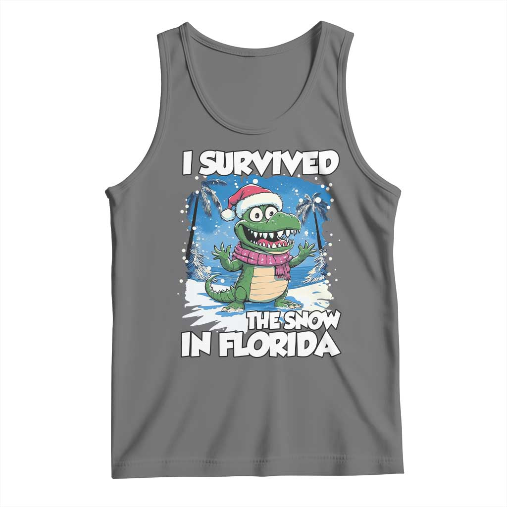 I Survived The Snow In Florida Tank Top Funny Crocodile TS02 Black Heather Print Your Wear