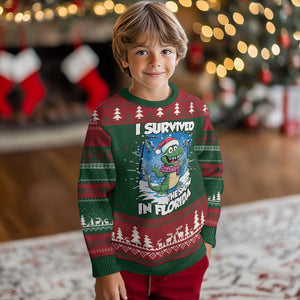 I Survived The Snow In Florida Knit Sweatshirt Funny Crocodile TS02 Christmas Print Your Wear