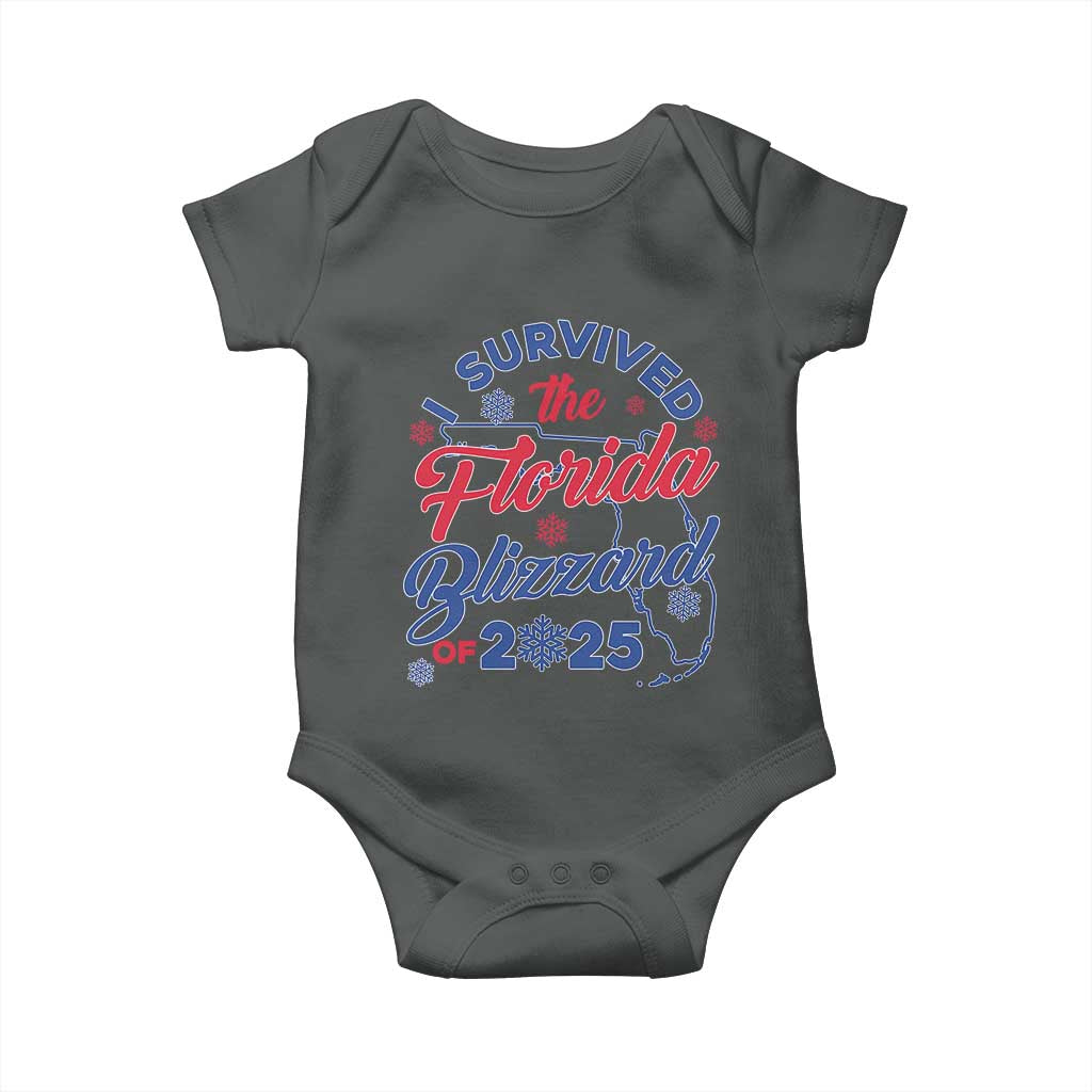 I Survived The Florida Blizzard Of 2025 Baby Onesie TS02 Dark Heather Print Your Wear