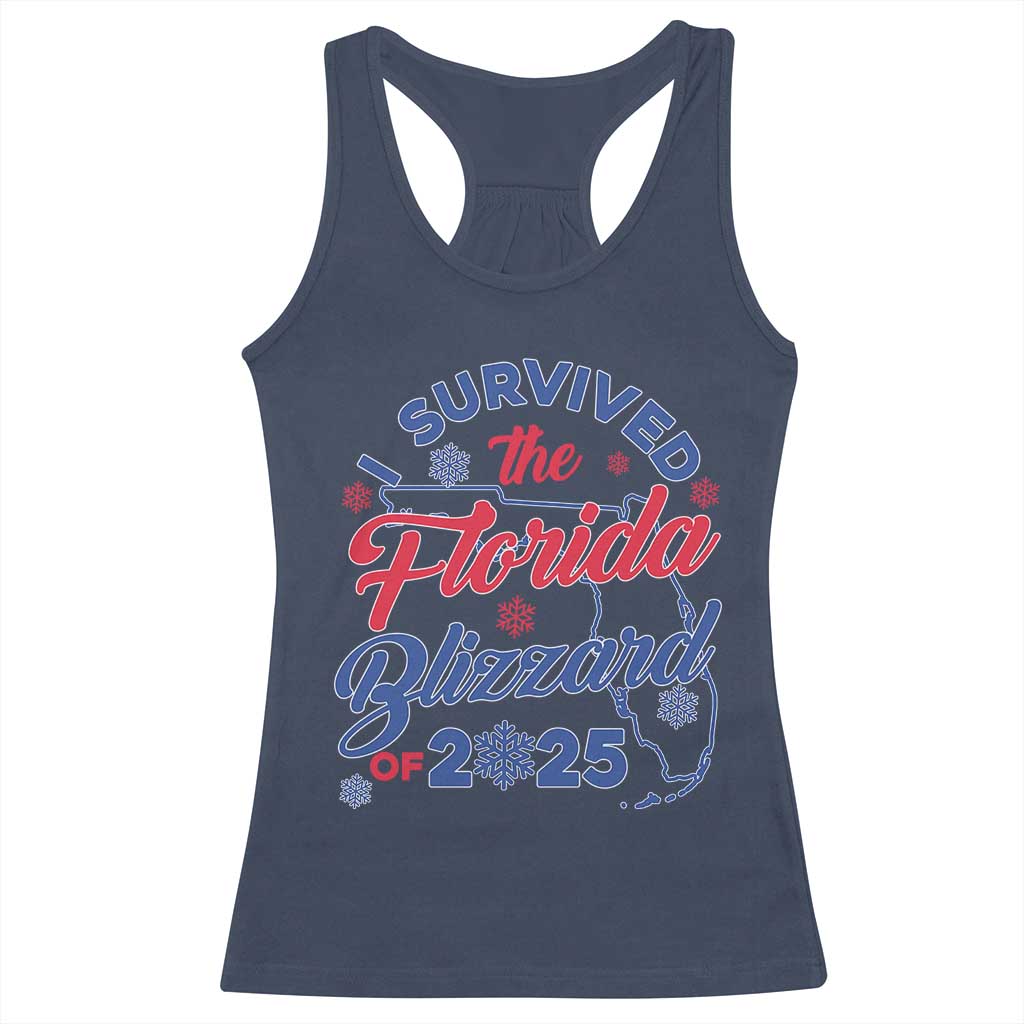 I Survived The Florida Blizzard Of 2025 Racerback Tank Top TS02 Navy Print Your Wear