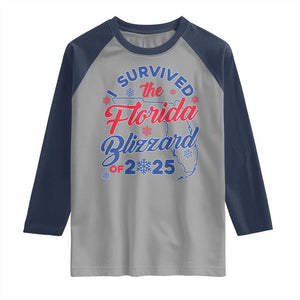 I Survived The Florida Blizzard Of 2025 Raglan Shirt TS02 Sport Gray Navy Print Your Wear