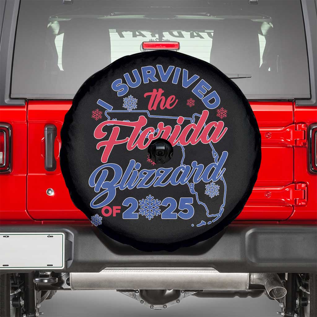 I Survived The Florida Blizzard Of 2025 Spare Tire Cover TS02 Black Print Your Wear