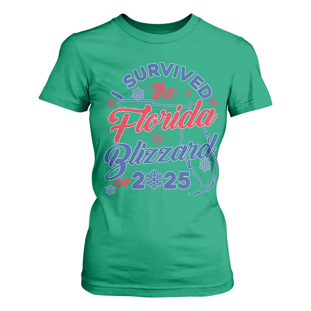 I Survived The Florida Blizzard Of 2025 T Shirt For Women TS02 Irish Green Print Your Wear