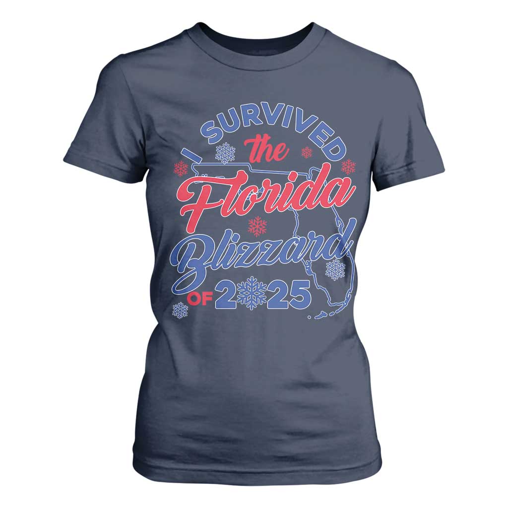 I Survived The Florida Blizzard Of 2025 T Shirt For Women TS02 Navy Print Your Wear