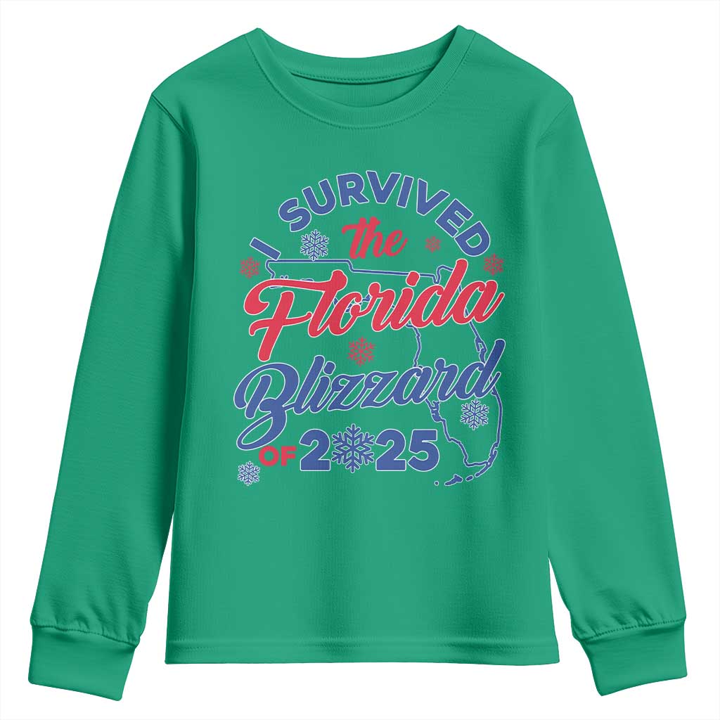 I Survived The Florida Blizzard Of 2025 Youth Sweatshirt TS02 Irish Green Print Your Wear