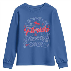 I Survived The Florida Blizzard Of 2025 Youth Sweatshirt TS02 Royal Blue Print Your Wear