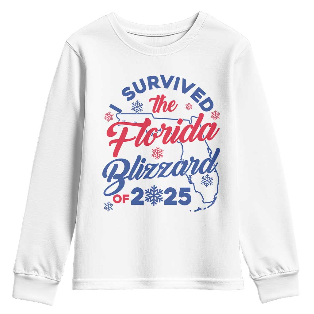 I Survived The Florida Blizzard Of 2025 Youth Sweatshirt TS02 White Print Your Wear