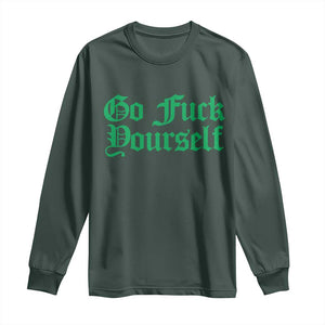 Fanone Officer Go F Yourself Long Sleeve Shirt Edgy Rebellious Attitude TS02 Dark Forest Green Print Your Wear