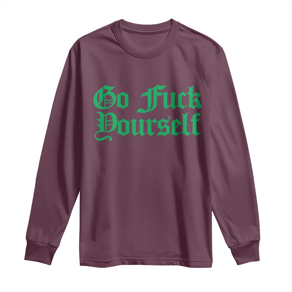Fanone Officer Go F Yourself Long Sleeve Shirt Edgy Rebellious Attitude TS02 Maroon Print Your Wear
