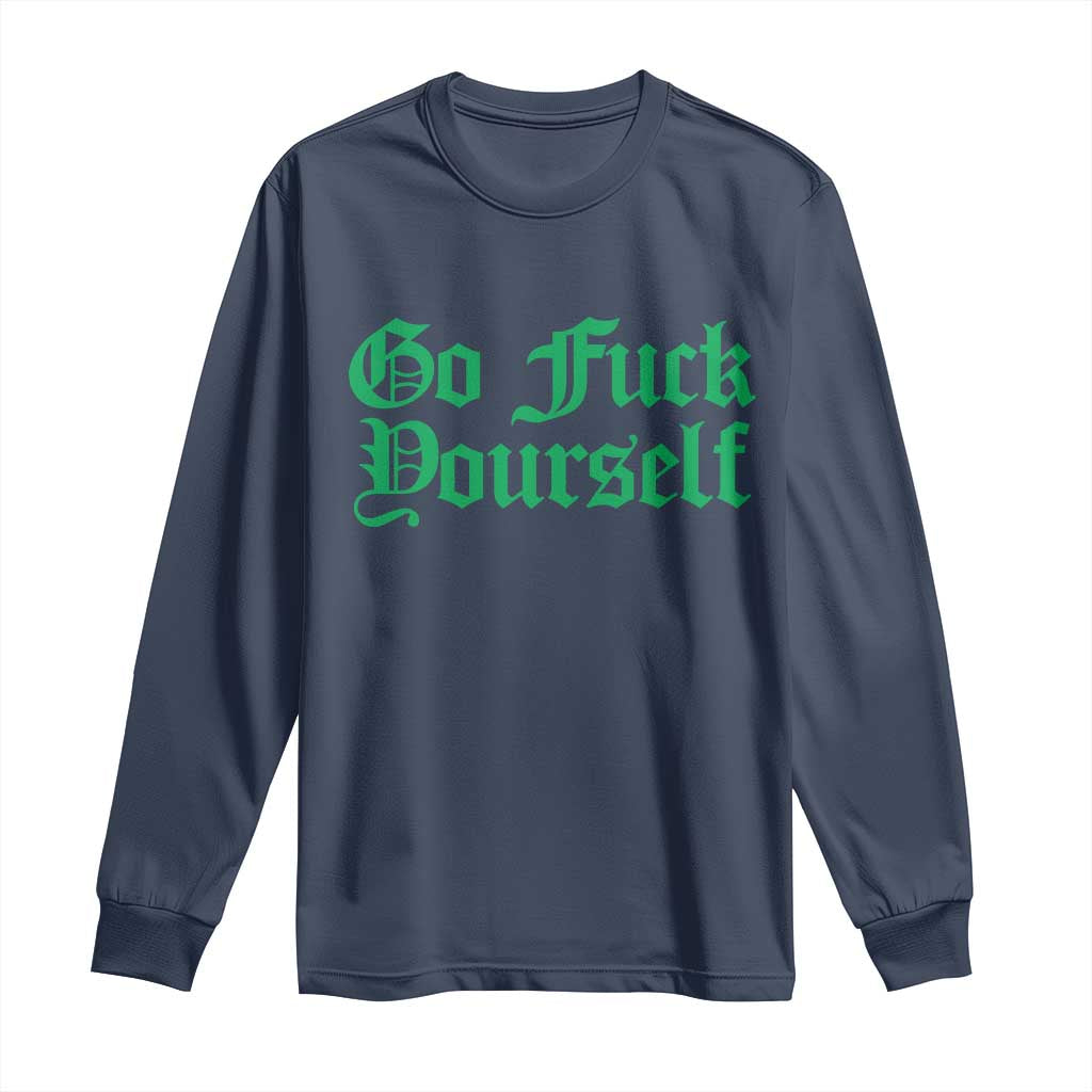 Fanone Officer Go F Yourself Long Sleeve Shirt Edgy Rebellious Attitude TS02 Navy Print Your Wear