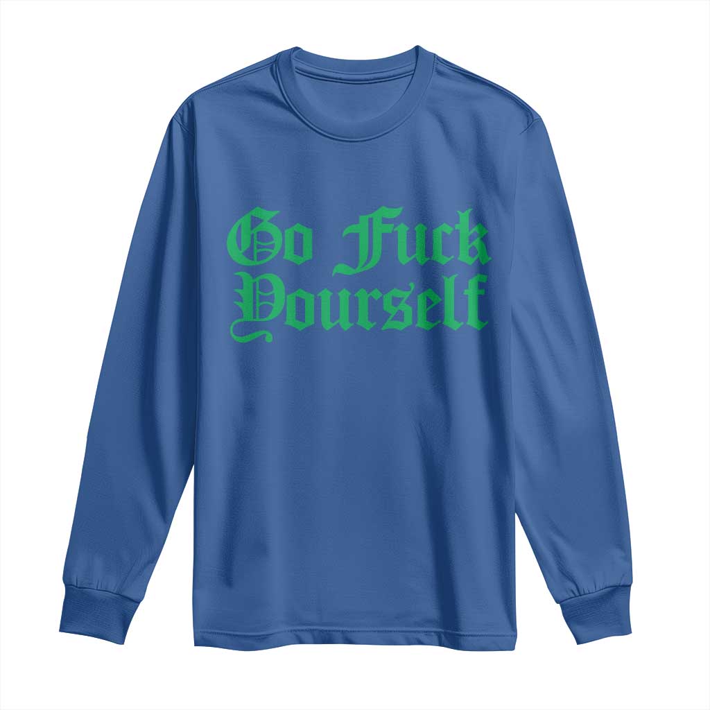 Fanone Officer Go F Yourself Long Sleeve Shirt Edgy Rebellious Attitude TS02 Royal Blue Print Your Wear