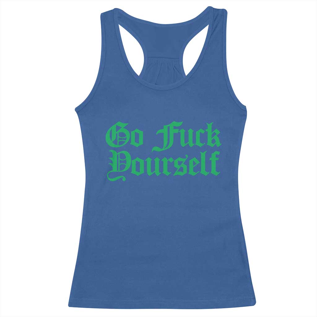 Fanone Officer Go F Yourself Racerback Tank Top Edgy Rebellious Attitude TS02 Royal Blue Print Your Wear