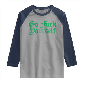Fanone Officer Go F Yourself Raglan Shirt Edgy Rebellious Attitude TS02 Sport Gray Navy Print Your Wear
