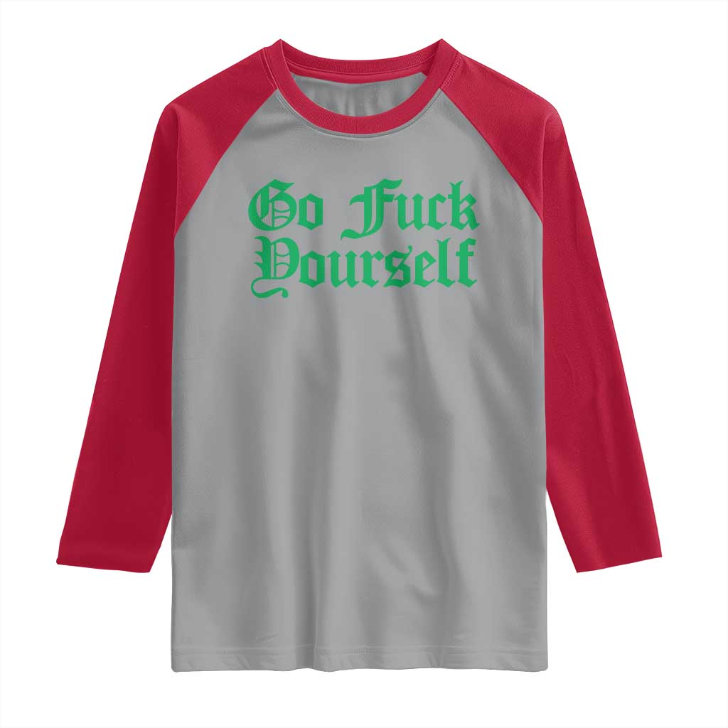 Fanone Officer Go F Yourself Raglan Shirt Edgy Rebellious Attitude TS02 Sport Gray Red Print Your Wear