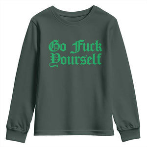 Fanone Officer Go F Yourself Youth Sweatshirt Edgy Rebellious Attitude TS02 Dark Forest Green Print Your Wear