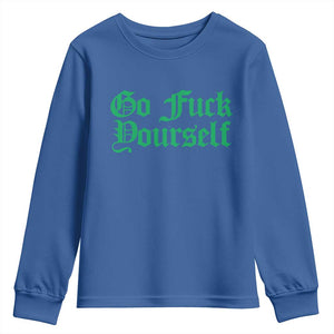 Fanone Officer Go F Yourself Youth Sweatshirt Edgy Rebellious Attitude TS02 Royal Blue Print Your Wear