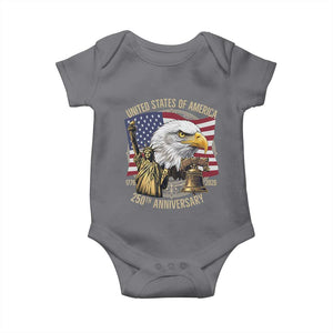 USA 250th Anniversary 1776 2026 4th of July Baby Onesie Patriotic Eagle Liberty Bell Statue of Liberty Graphic TS02 Charcoal Print Your Wear