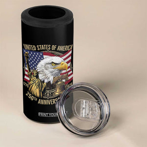 USA 250th Anniversary 1776 2026 4th of July 4 in 1 Can Cooler Tumbler Patriotic Eagle Liberty Bell Statue of Liberty Graphic TS02 Print Your Wear