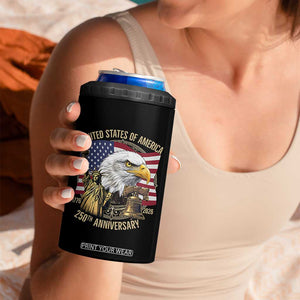 USA 250th Anniversary 1776 2026 4th of July 4 in 1 Can Cooler Tumbler Patriotic Eagle Liberty Bell Statue of Liberty Graphic TS02 Print Your Wear