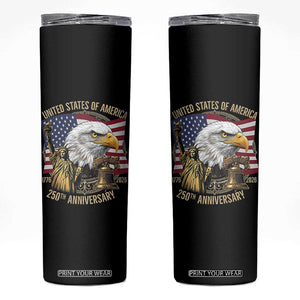 USA 250th Anniversary 1776 2026 4th of July Skinny Tumbler Patriotic Eagle Liberty Bell Statue of Liberty Graphic TS02 Black Print Your Wear