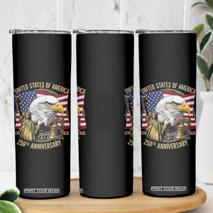 USA 250th Anniversary 1776 2026 4th of July Skinny Tumbler Patriotic Eagle Liberty Bell Statue of Liberty Graphic TS02 Print Your Wear