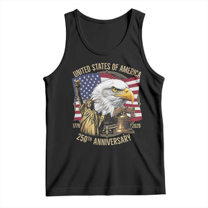 USA 250th Anniversary 1776 2026 4th of July Tank Top Patriotic Eagle Liberty Bell Statue of Liberty Graphic TS02 Black Print Your Wear