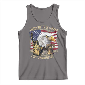 USA 250th Anniversary 1776 2026 4th of July Tank Top Patriotic Eagle Liberty Bell Statue of Liberty Graphic TS02 Deep Heather Print Your Wear