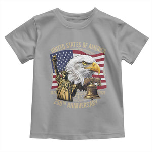 USA 250th Anniversary 1776 2026 4th of July Toddler T Shirt Patriotic Eagle Liberty Bell Statue of Liberty Graphic TS02 Sport Gray Print Your Wear