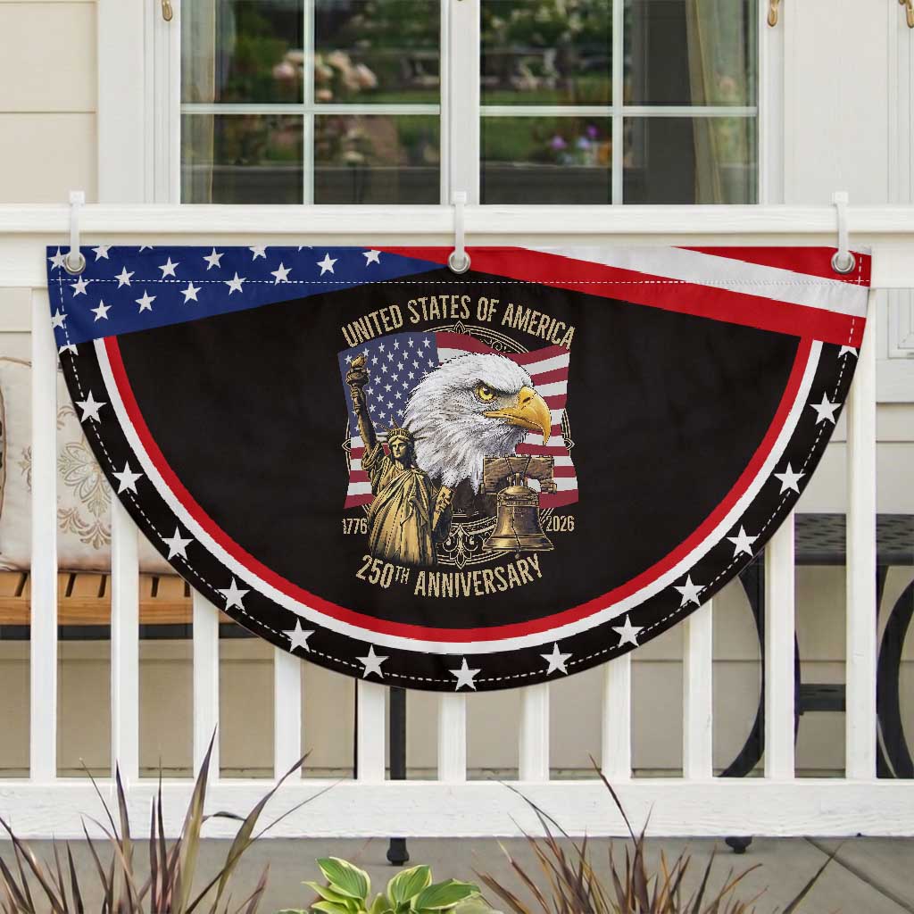 USA 250th Anniversary 1776 2026 4th of July Patriotic Fan Flag Eagle Liberty Bell Statue of Liberty Graphic