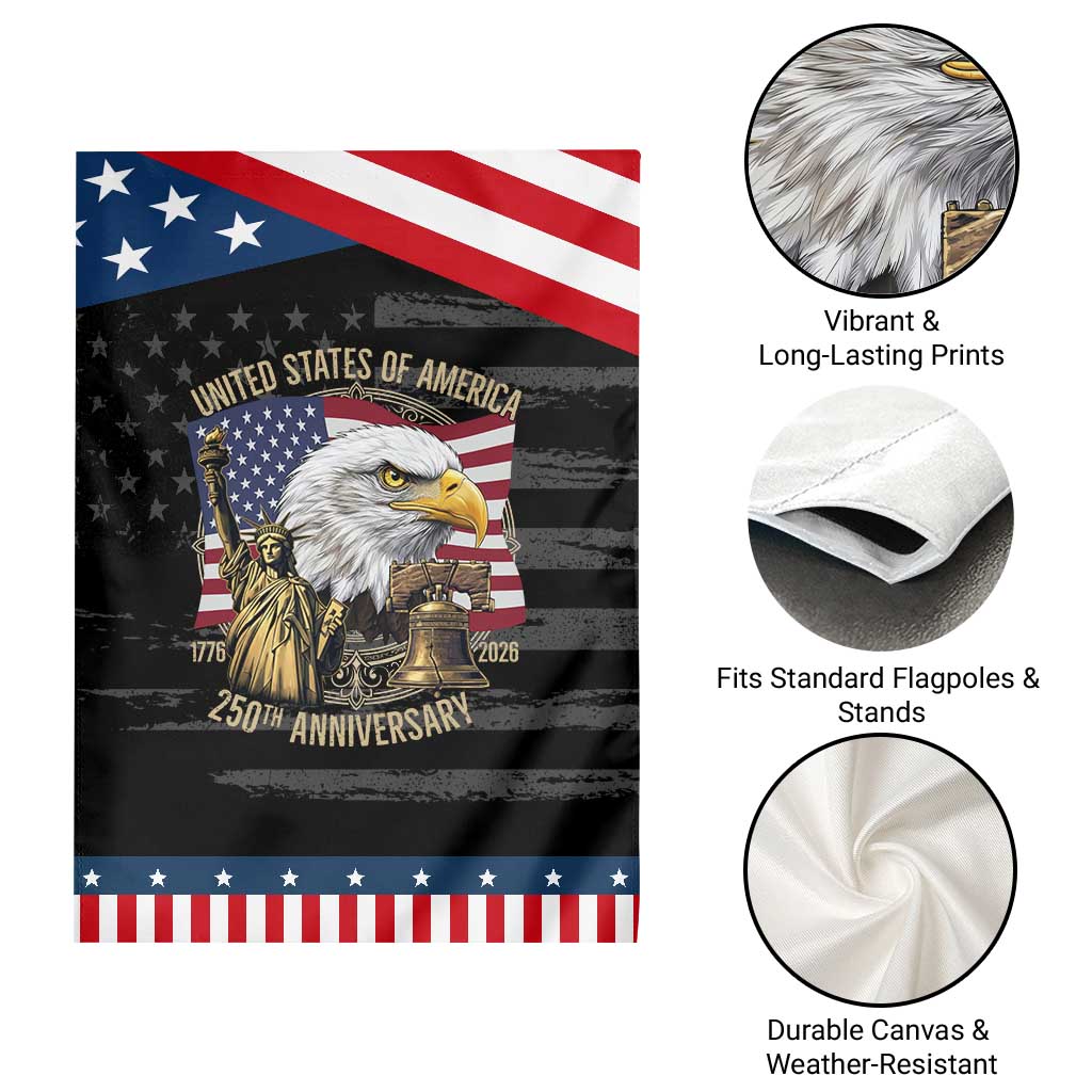USA 250th Anniversary 1776 2026 4th of July Garden Flag Patriotic Eagle Liberty Bell Statue of Liberty Graphic TS02 Print Your Wear
