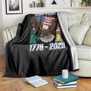 250 Years of Freedom 1776 2026 Patriotic Eagle Throw Blanket 4th of July American Flag Liberty Bell Statue of Liberty TS02 Print Your Wear