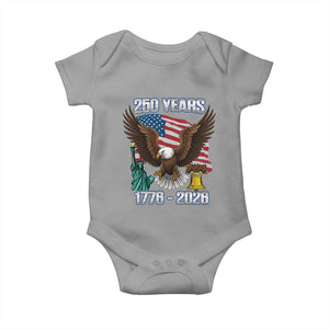 250 Years of Freedom 1776 2026 Patriotic Eagle Baby Onesie 4th of July American Flag Liberty Bell Statue of Liberty TS02 Sport Gray Print Your Wear