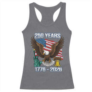 250 Years of Freedom 1776 2026 Patriotic Eagle Racerback Tank Top 4th of July American Flag Liberty Bell Statue of Liberty TS02 Charcoal Print Your Wear