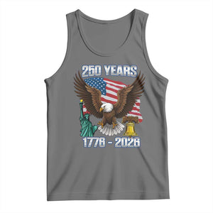 250 Years of Freedom 1776 2026 Patriotic Eagle Tank Top 4th of July American Flag Liberty Bell Statue of Liberty TS02 Black Heather Print Your Wear