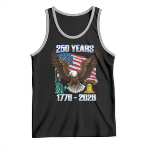 250 Years of Freedom 1776 2026 Patriotic Eagle Tank Top 4th of July American Flag Liberty Bell Statue of Liberty TS02 Black Athletic Heather Print Your Wear