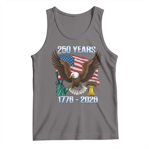 250 Years of Freedom 1776 2026 Patriotic Eagle Tank Top 4th of July American Flag Liberty Bell Statue of Liberty TS02 Deep Heather Print Your Wear