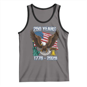 250 Years of Freedom 1776 2026 Patriotic Eagle Tank Top 4th of July American Flag Liberty Bell Statue of Liberty TS02 Deep Heather Black Print Your Wear
