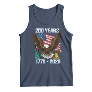 250 Years of Freedom 1776 2026 Patriotic Eagle Tank Top 4th of July American Flag Liberty Bell Statue of Liberty TS02 Navy Print Your Wear