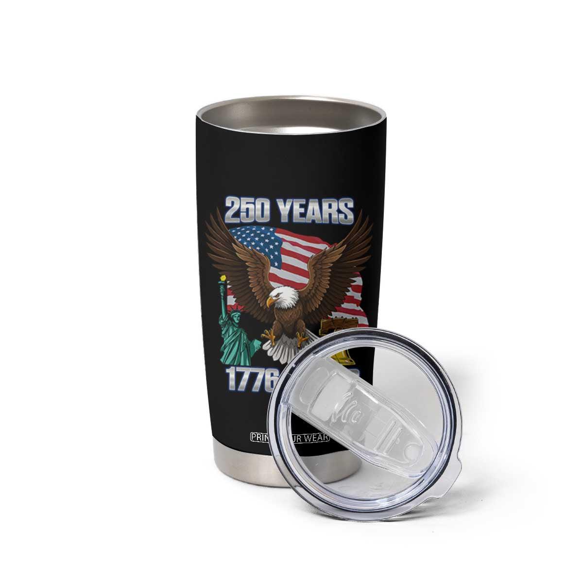 250 Years of Freedom 1776 2026 Patriotic Eagle Tumbler Cup 4th of July American Flag Liberty Bell Statue of Liberty TS02 Print Your Wear