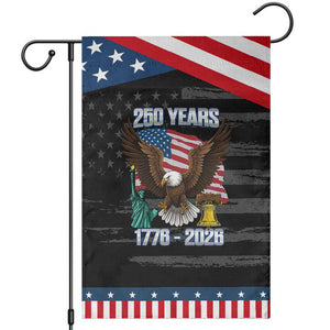 250 Years of Freedom 1776 2026 Patriotic Eagle Garden Flag 4th of July American Flag Liberty Bell Statue of Liberty TS02 Distressed Black Blue Print Your Wear