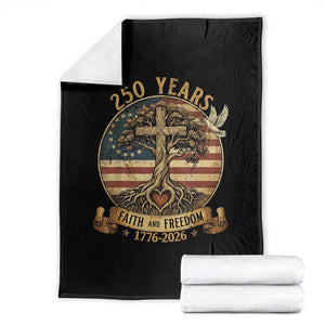 250 Years Faith and Freedom 1776 2026 Throw Blanket Cross Tree Dove Religious Patriotic Christian TS02 Black Print Your Wear