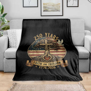 250 Years Faith and Freedom 1776 2026 Throw Blanket Cross Tree Dove Religious Patriotic Christian TS02 Print Your Wear