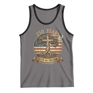 250 Years Faith and Freedom 1776 2026 Tank Top Cross Tree Dove Religious Patriotic Christian TS02 Deep Heather Black Print Your Wear