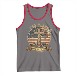 250 Years Faith and Freedom 1776 2026 Tank Top Cross Tree Dove Religious Patriotic Christian TS02 Deep Heather Red Print Your Wear